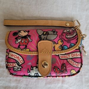 Dooney & Bourke Disney Pink Wristlet with Tan Accents